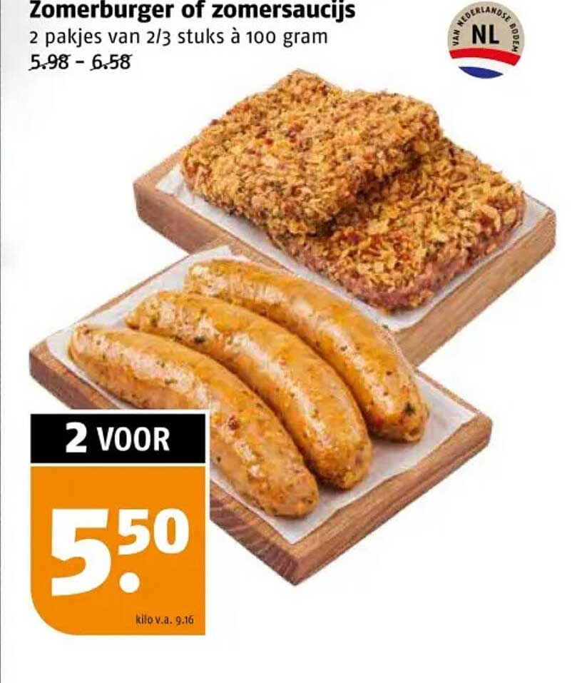 Zomerburger of zomersaucijs 2 pakjes van 2/3 stuks à 100 gram