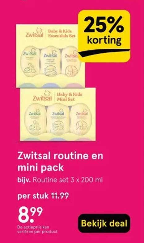 Zwitsal routine en mini pack