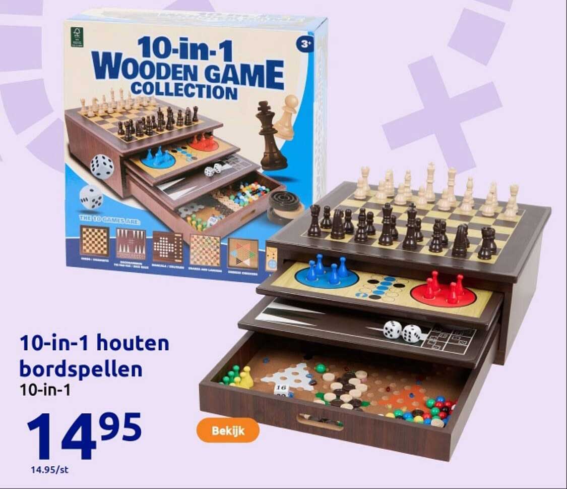 10-in-1 houten bordspellen