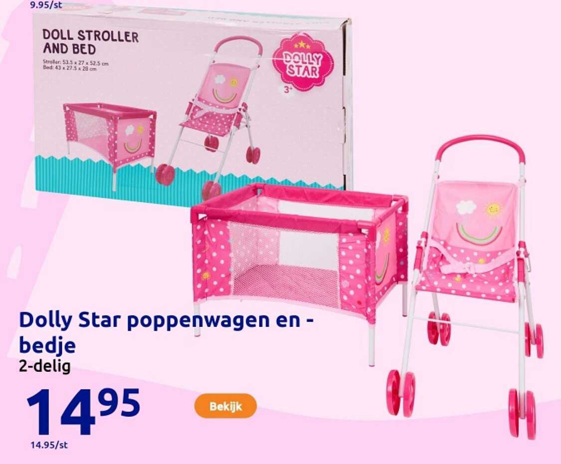 Dolly Star poppenwagen en -bedje