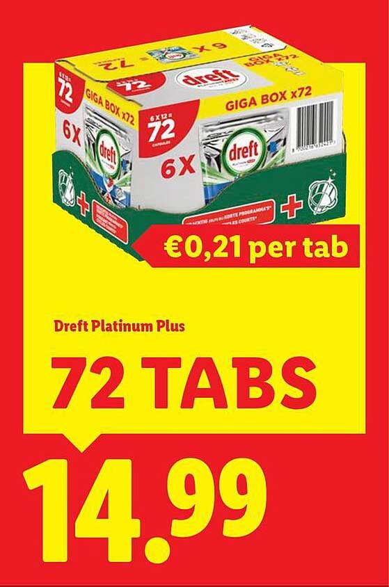Dreft Platinum Plus 72 TABS