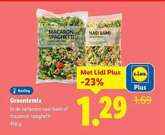 Groentemix in de varianten nasi-bami of macaronispaghetti 450 g