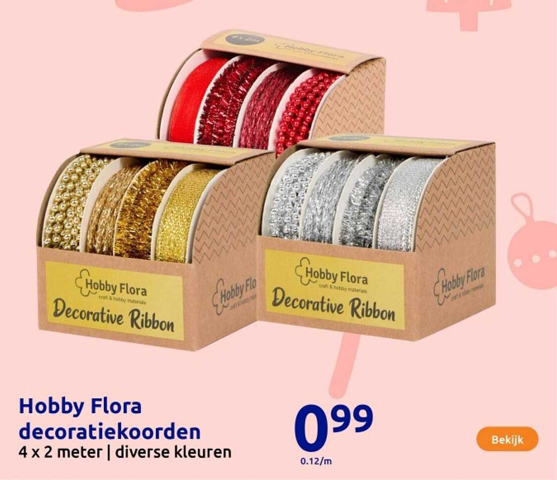 Hobby Flora decoratiekoorden 4 x 2 meter | diverse kleuren