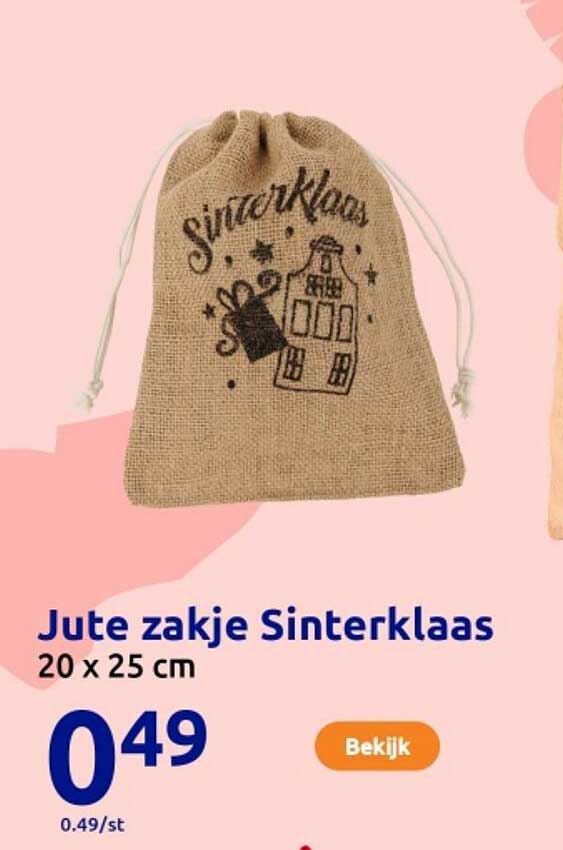 Jute zakje Sinterklaas 20 x 25 cm