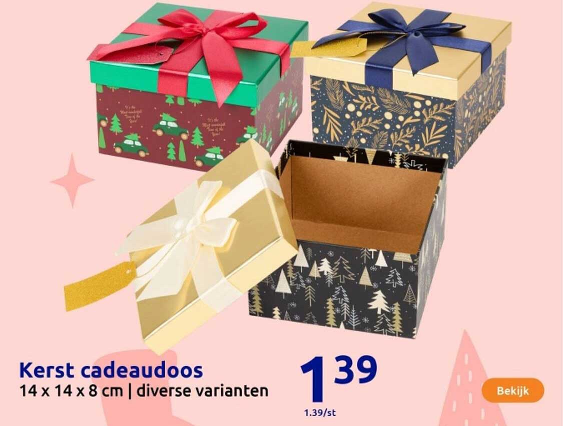 Kerst cadeau doos 14 x 14 x 8 cm | diverse varianten