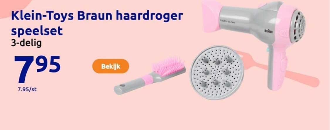 Klein-Toys Braun haardroger speelset 3-delig
