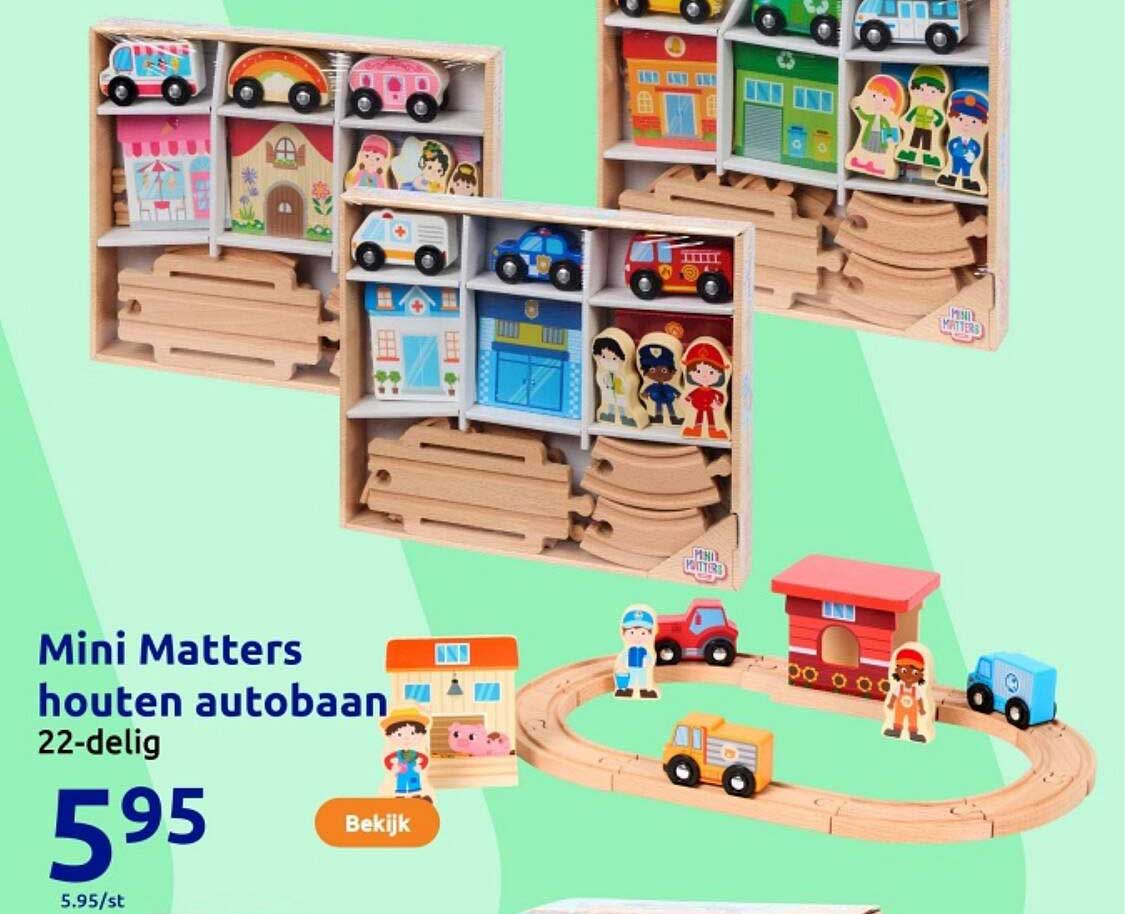 Mini Matters houten autobaan 22-delig