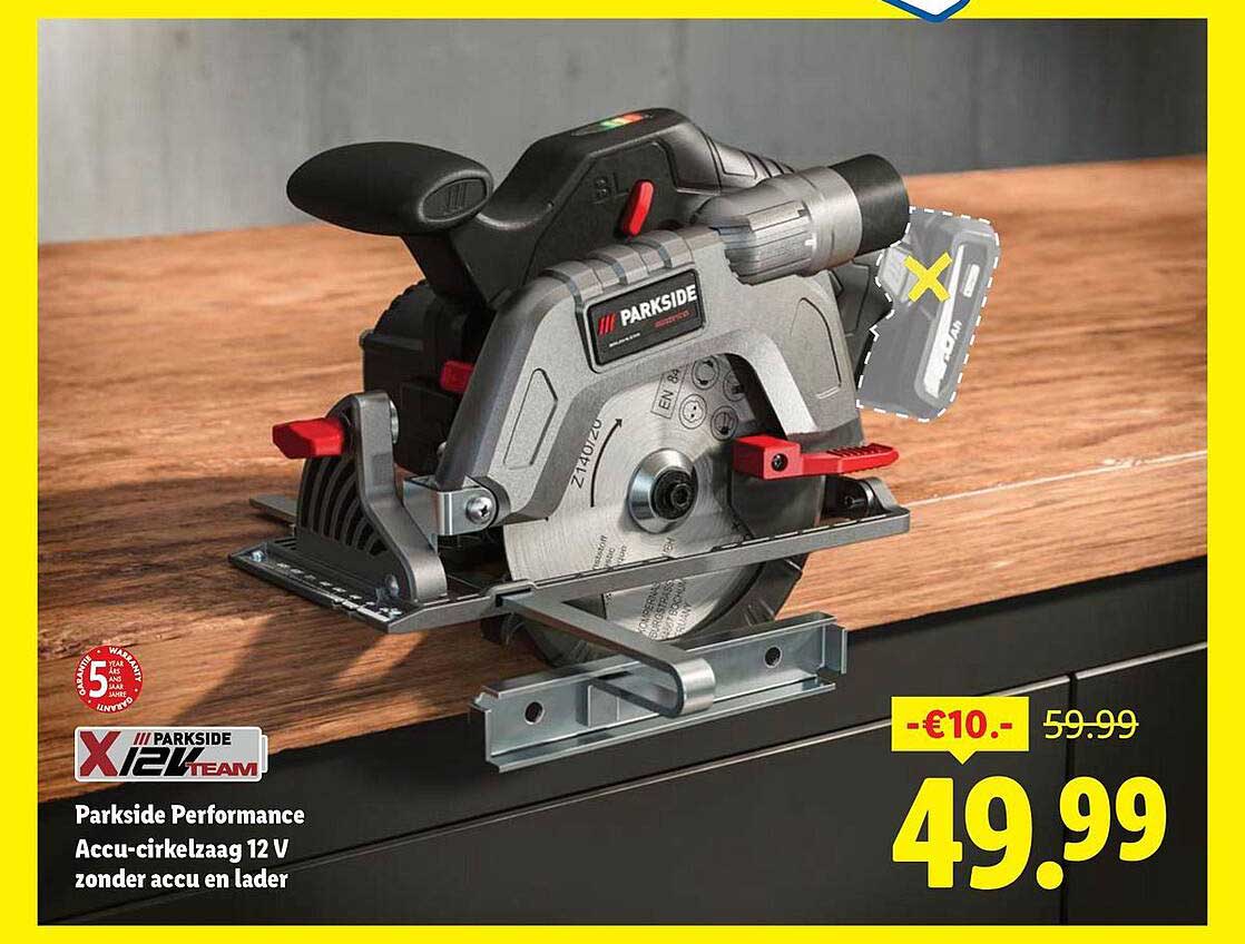 Parkside Performance Accu-cirkelzaag 12 V zonder accu en lader