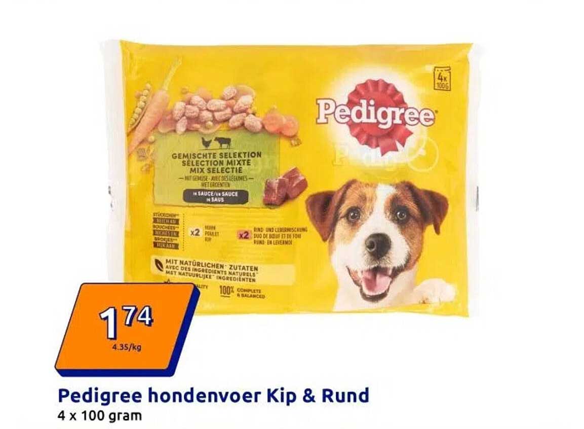 Pedigree hondenvoer Kip & Rund 4 x 100 gram
