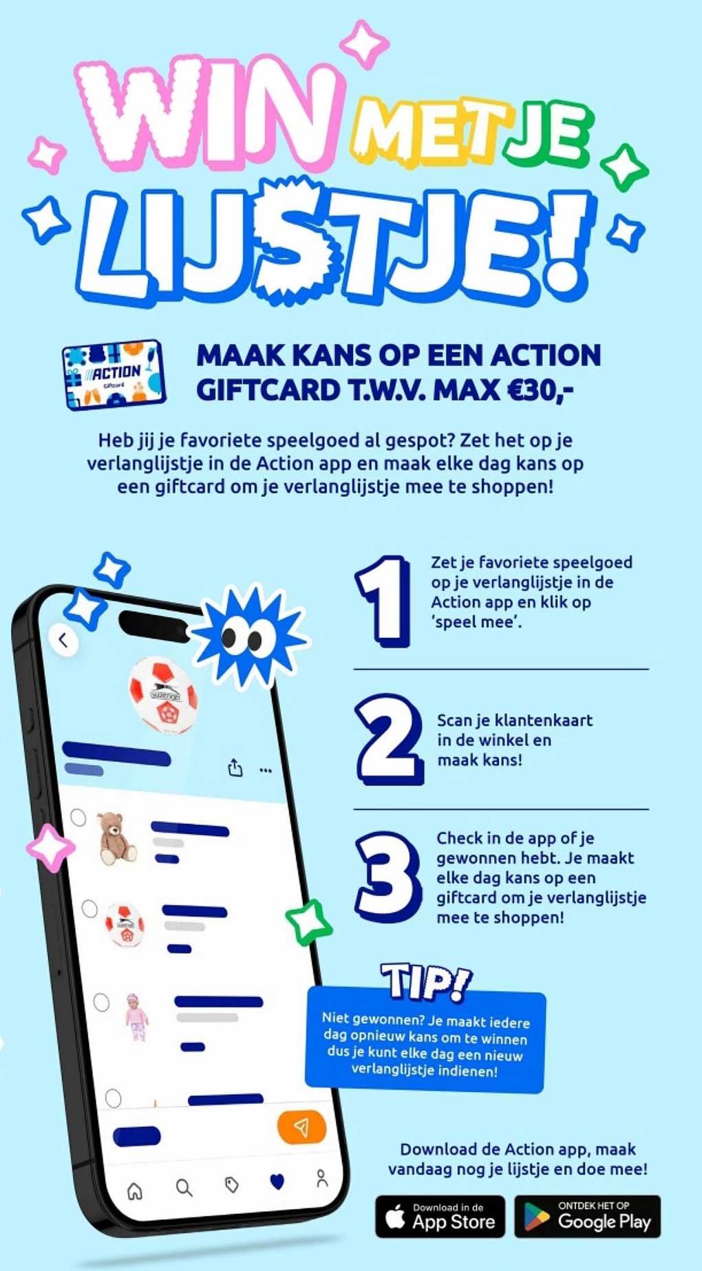 WIN MET JE LIJSTJE! MAAK KANS OP EEN ACTION GIFT CARD T.W.V. MAX €30,-
