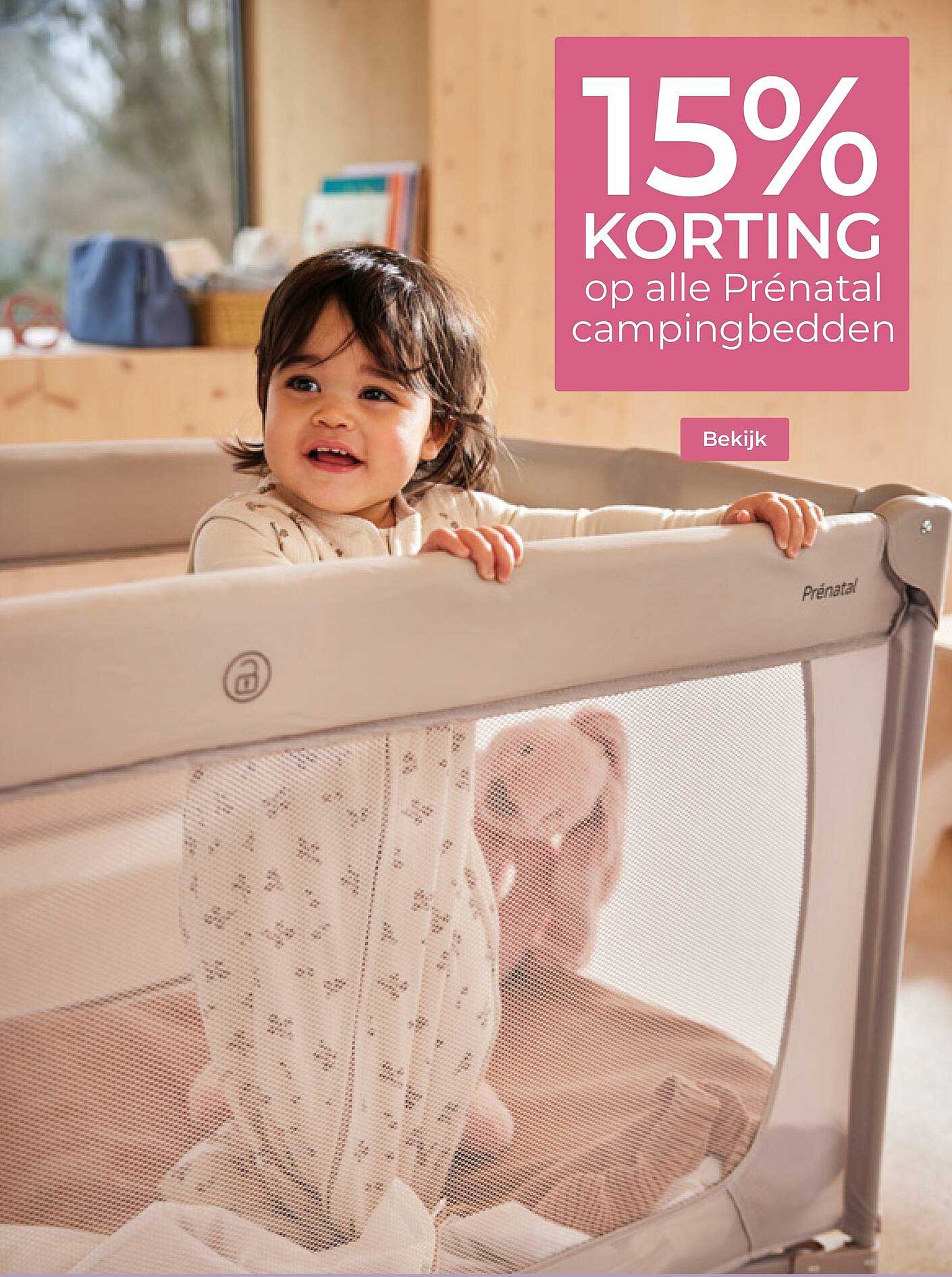 15% KORTING op alle Prénatal campingbedden