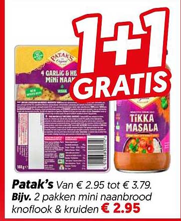 2 pak mini naanbrood knoflook & kruiden 1+1 GRATIS