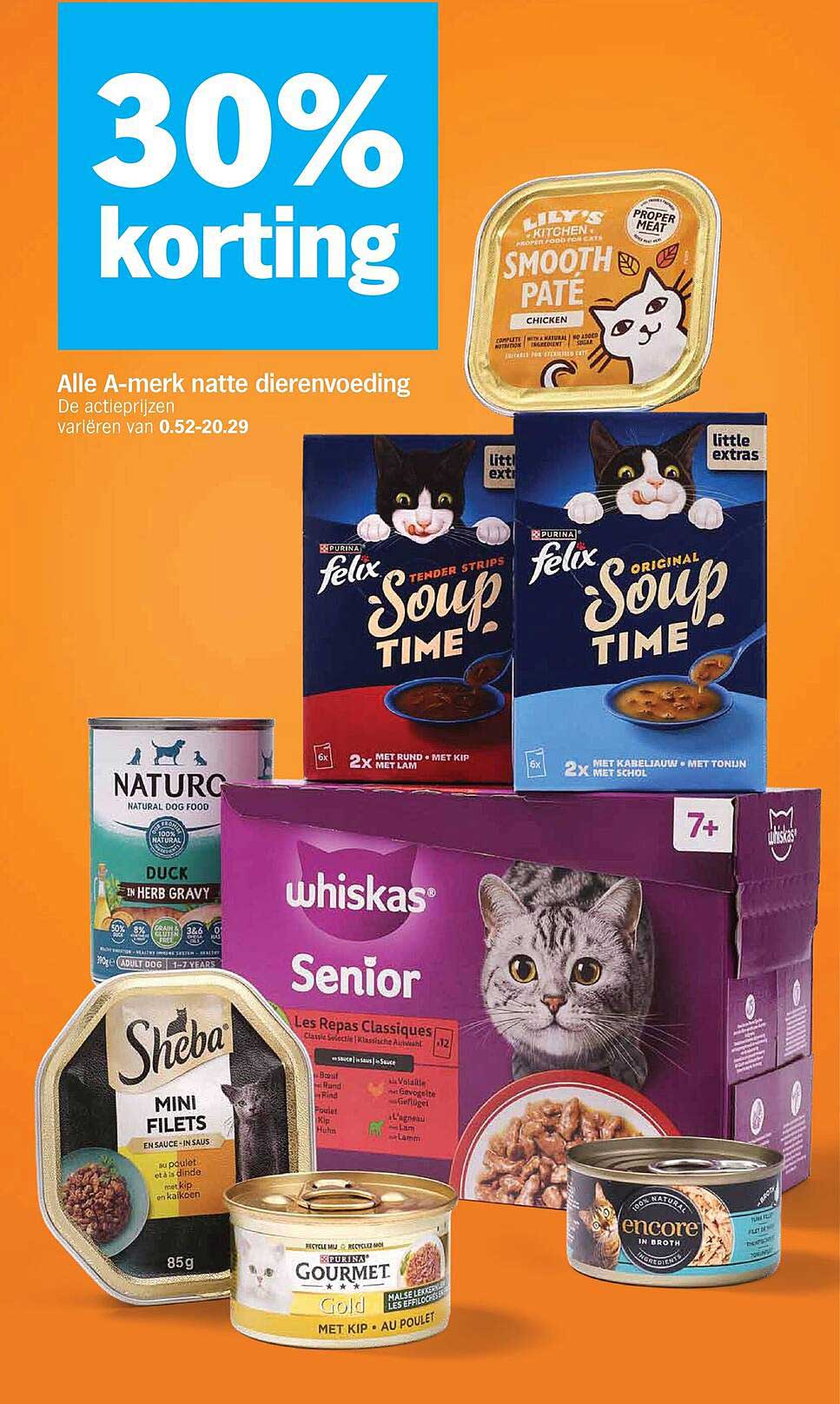 30% korting Alle A-merk natte dierenvoeding