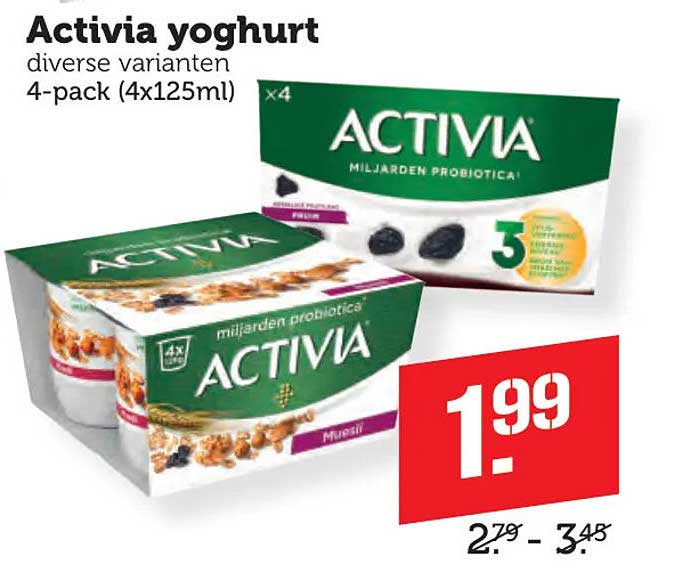 Activia yoghurt diverse varianten 4-pack (4x125ml)