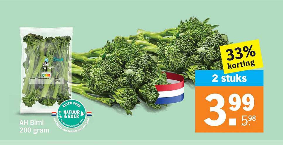 AH Bimi 200 gram 2 stuks 33% korting