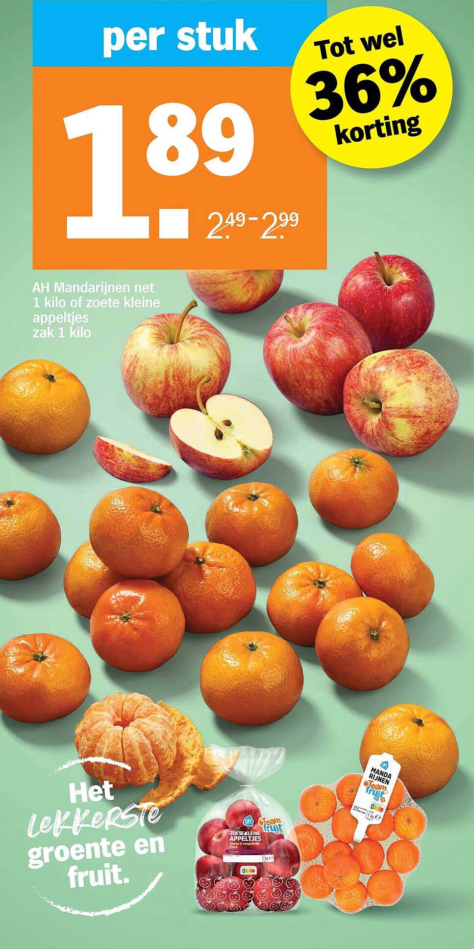 AH Mandarijnen net 1 kilo of zoete kleine appeltjes zak 1 kilo