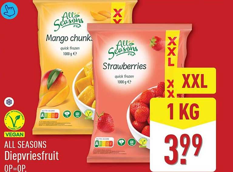 ALL SEASONS Diepvriesfruit OP=OP. XXL 1KG