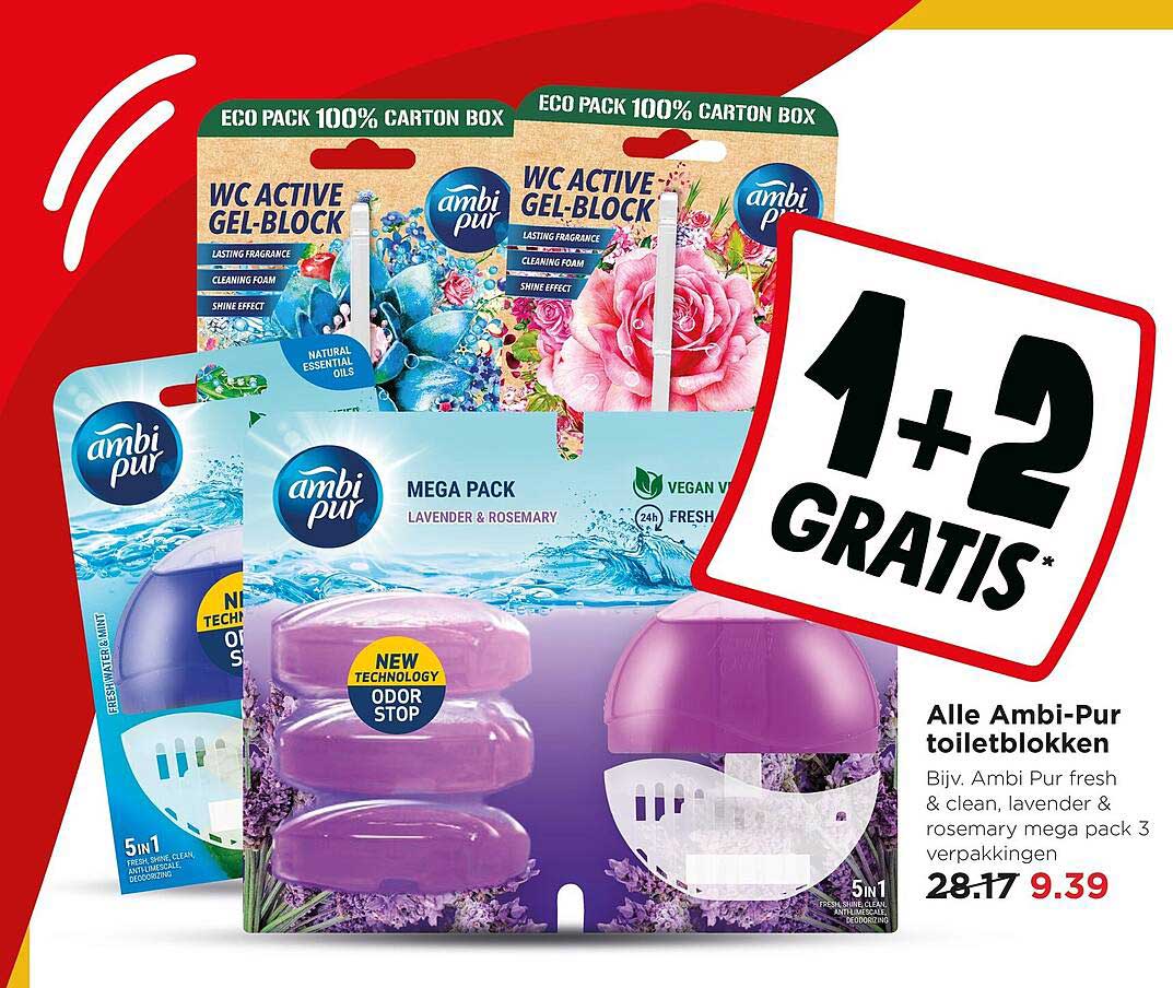 Alle Ambi-Pur toiletblokken 1+2 gratis