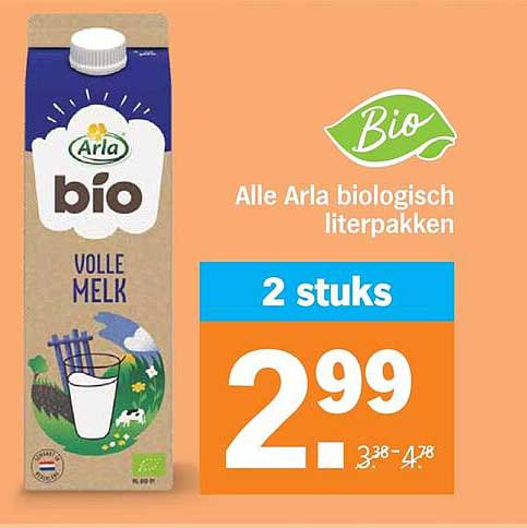Alle Arla biologisch literpakken 2 stuks