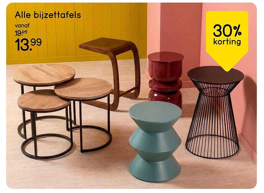 Alle bijzettafels 30% korting