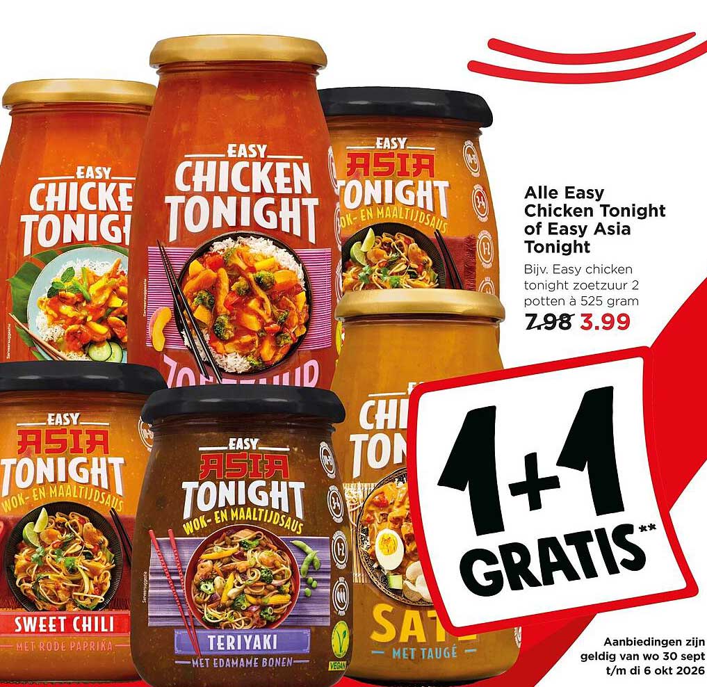 Alle Easy Chicken Tonight of Easy Asia Tonight 1+1 gratis