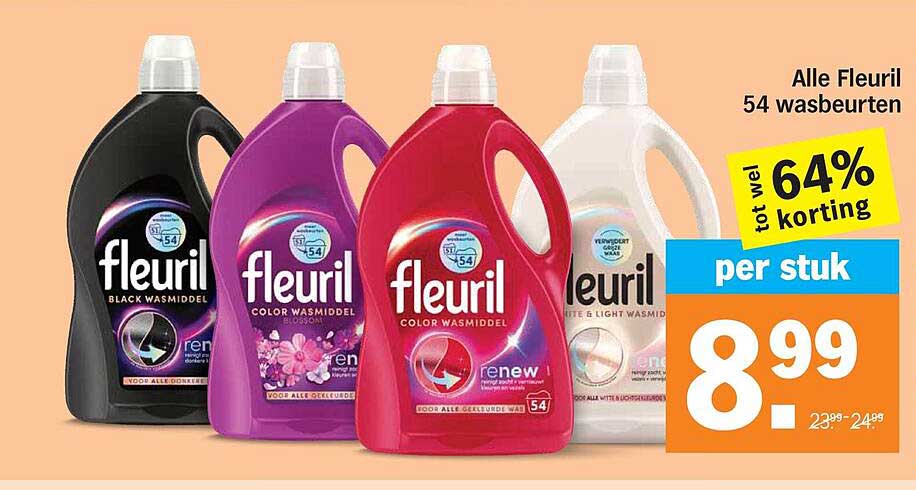 Alle Fleuril 54 wasbeurten tot wel 64% korting