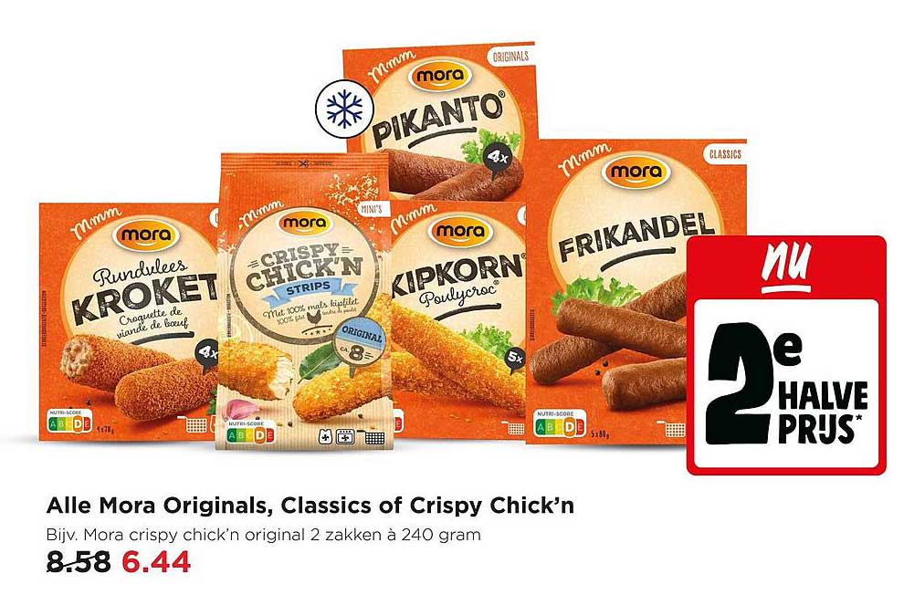 Alle Mora Originals, Classics of Crispy Chick’n 2e halve prijs