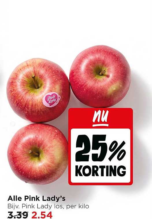 Alle Pink Lady’s Bijv. Pink Lady los, per kilo 25% KORTING