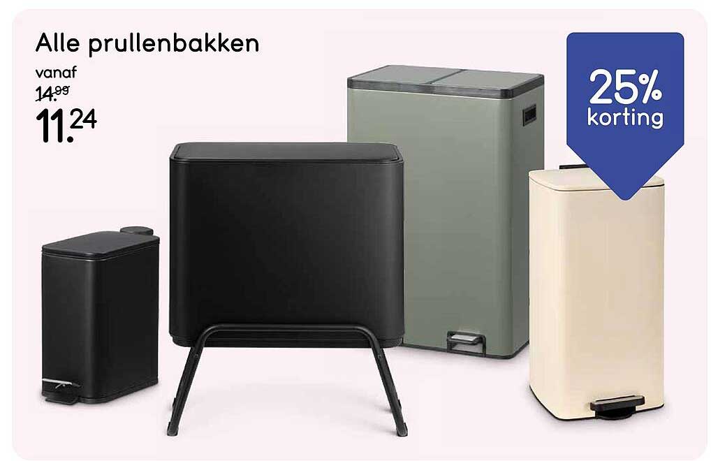 Alle prullenbakken 25% korting