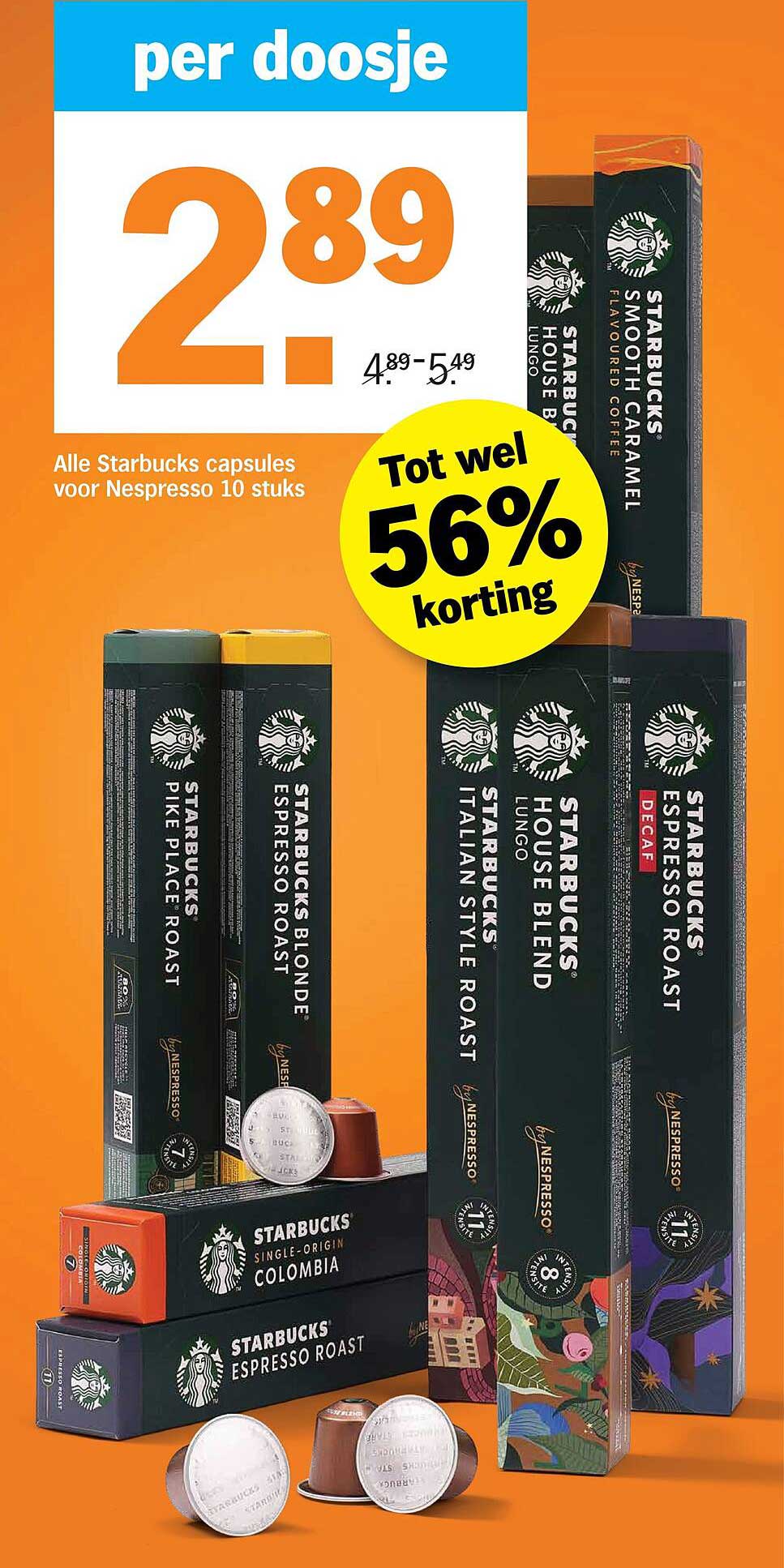 Alle Starbucks capsules voor Nespresso 10 stuks