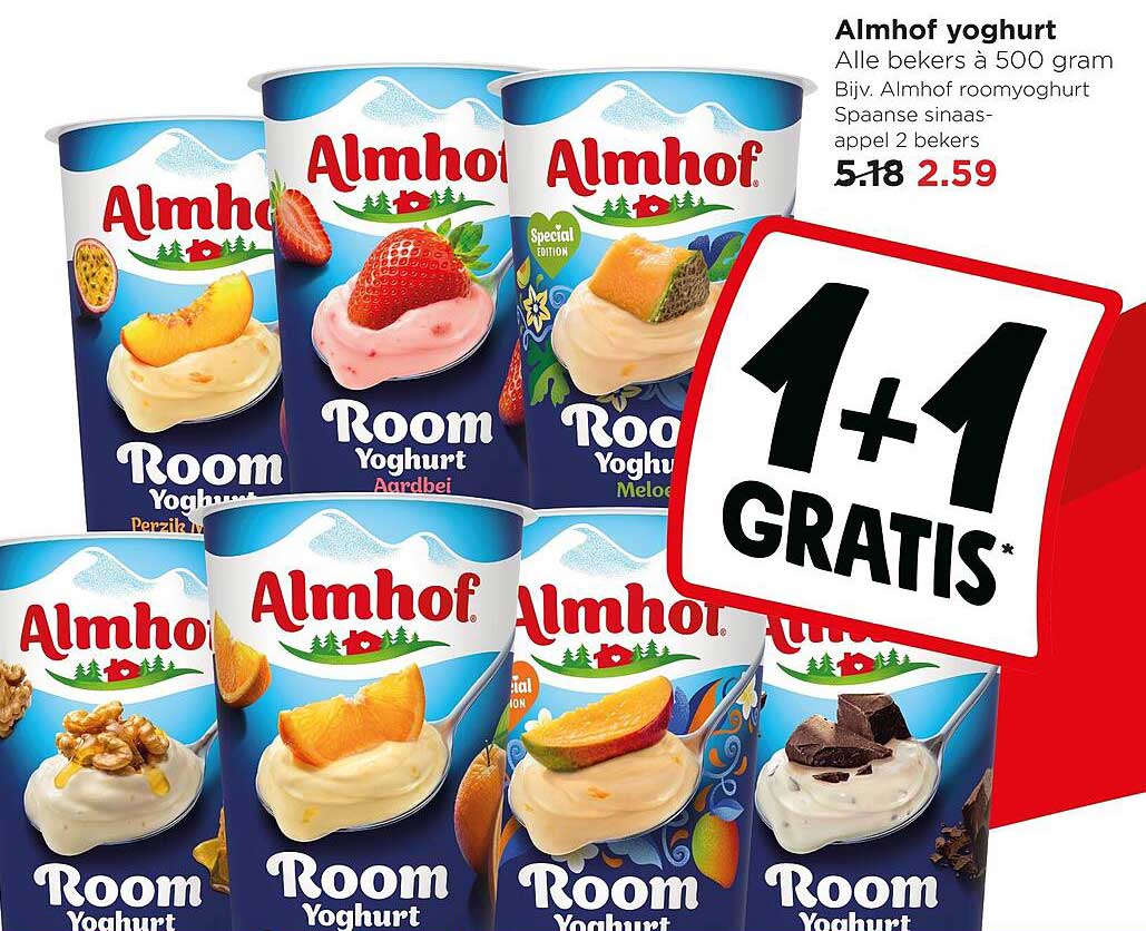 Almhof yoghurt 1+1 gratis