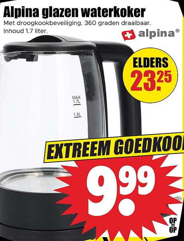 Alpina glazen waterkoker EXTREEM GOEDKOOP