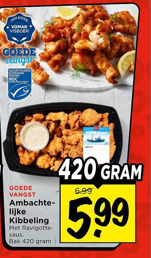 Ambachtelijke Kibbeling Met Ravigotte-saus. Bak 420 gram