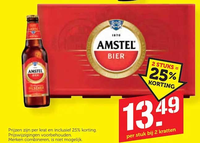 Amstel Bier 2 STUKS = 25% KORTING