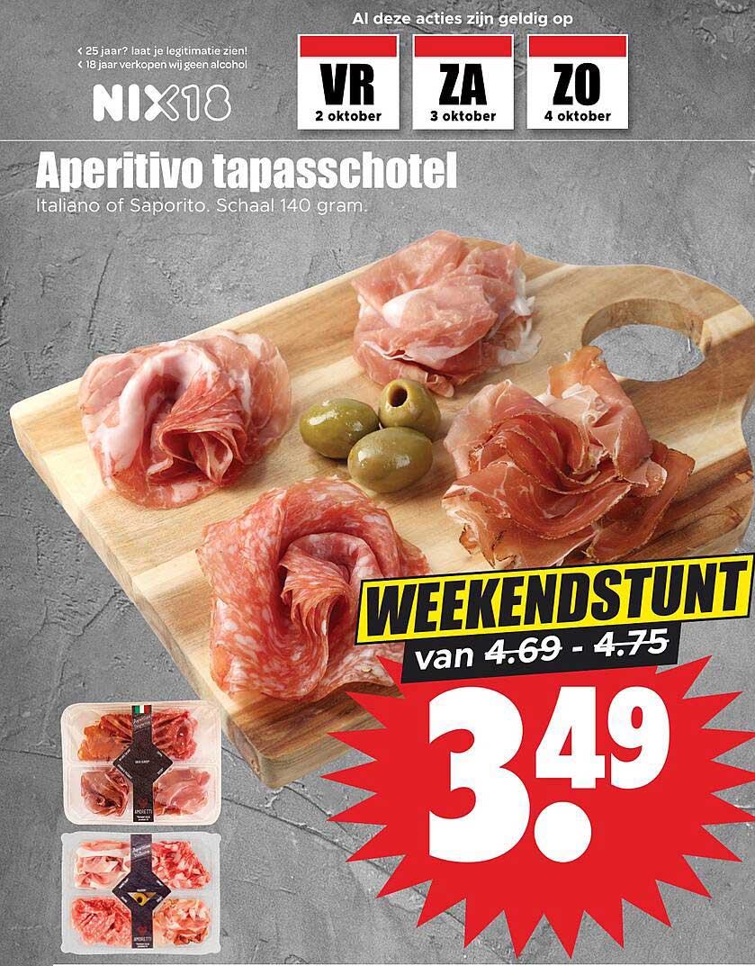 Aperitivo tapasschotel Italia of Saporito. Schaal 140 gram. WEEKENDSTUNT