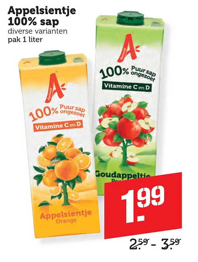 Appelsientje 100% sap diverse varianten pak 1 liter