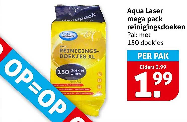 Aqua Laser mega pack reinigingsdoeken Pak met 150 doekjes
