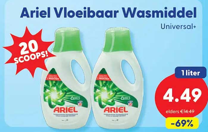 Ariel Vloeibaar Wasmiddel Universal+ 20 scoops!