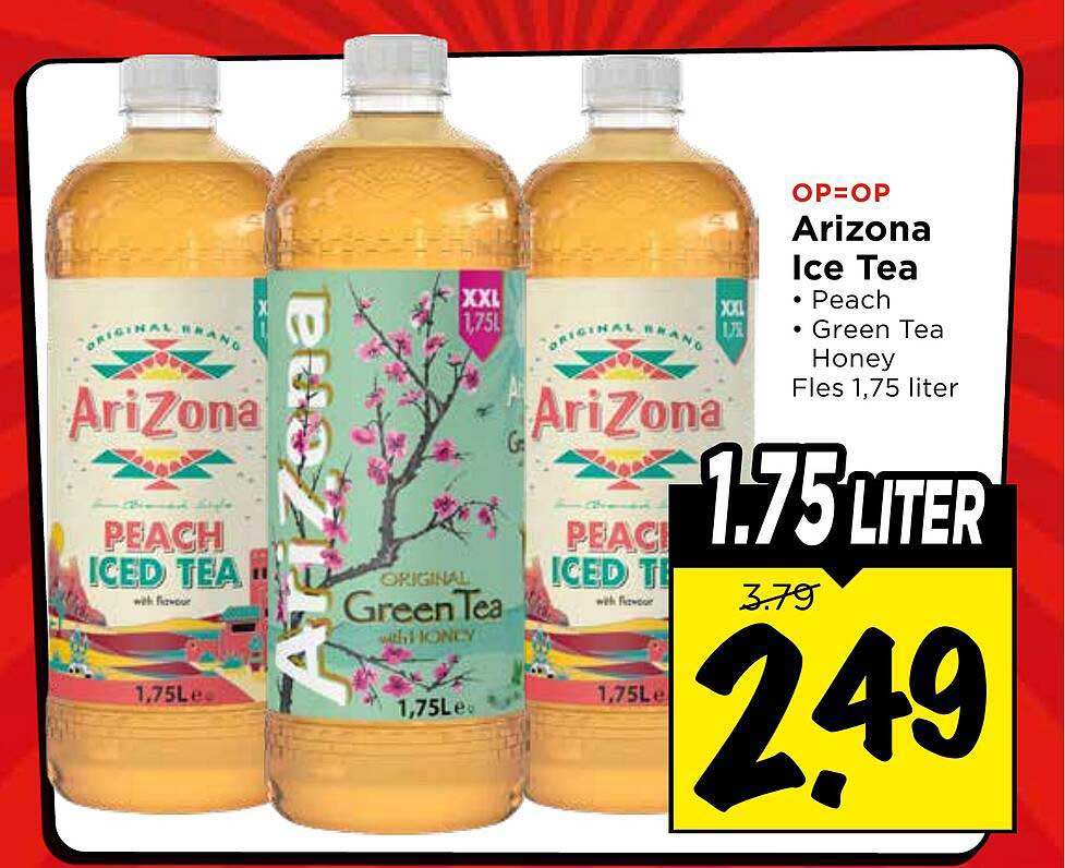 Arizona Ice Tea • Peach • Green Tea Honey • Fles 1,75 liter
