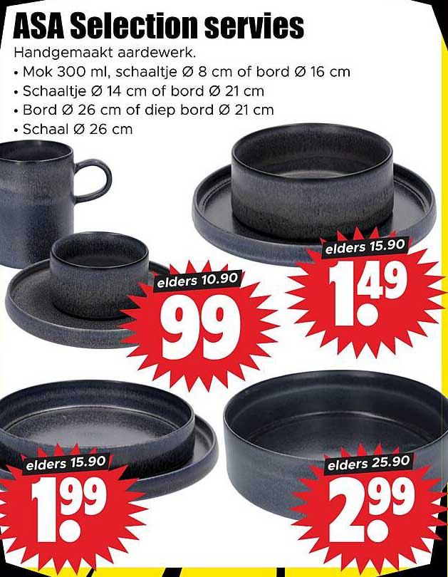 ASA Selection servies Handgemaakt aardewerk.