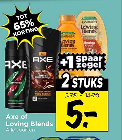 Axe of Loving Blends Alle soorten +1 Spaar zegel 2 stuks TOT 65% KORTING