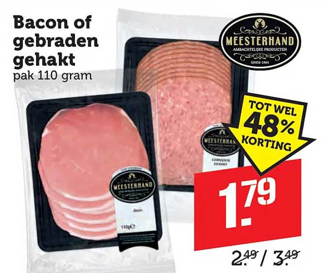 Bacon of gebraden gehakt pak 110 gram TOT WEL 48% KORTING