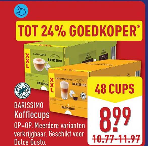 BARISSIMO Koffiecups TOT 24% GOEDKOPER*