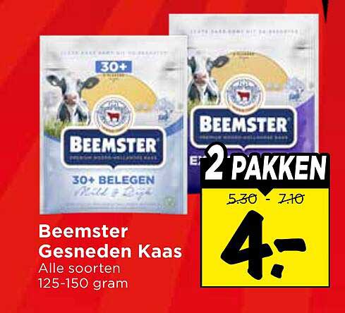 Beemster Gesneden Kaas Alle soorten 125-150 gram 2 PAKKEN