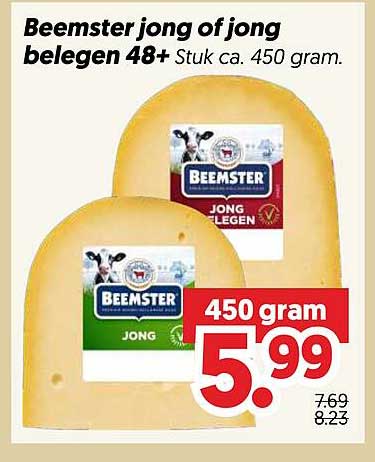 Beemster jong of jong belegen 48+ stuk ca. 450 gram