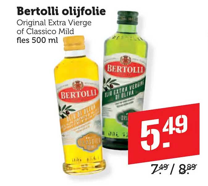 Bertolli olijfolie Original Extra Vierge of Classico Mild fles 500 ml