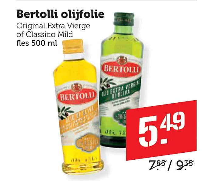 Bertolli olijfolie Original Extra Vierge of Classico Mild fles 500 ml