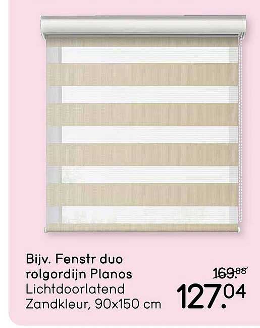 Bijv. Fenstr duo rolgordijn Planos Lichtdoorlatend Zandkleur, 90x150 cm