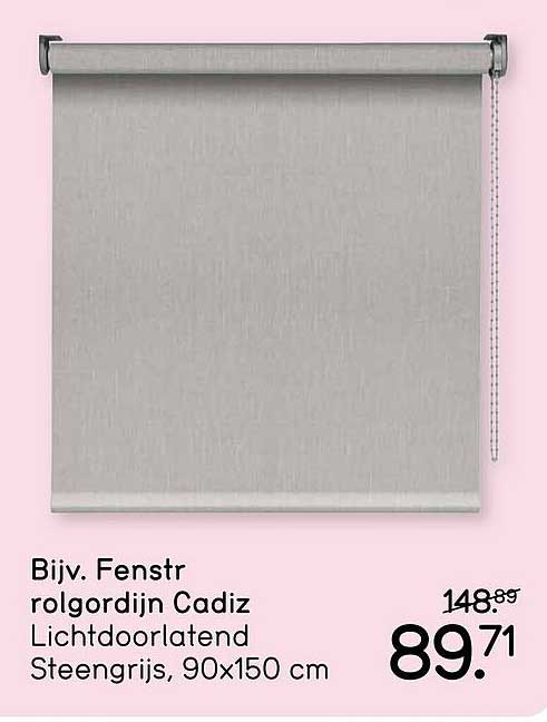 Bijv. Fenstr rolgordijn Cadiz Lichtdoorlatend Steengrijs, 90x150 cm