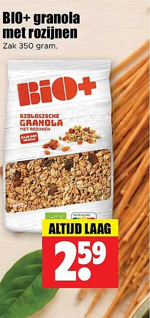BIO+ granola met rozijnen